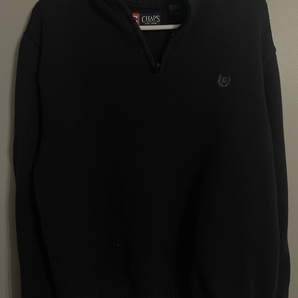 Chaps Black Quarter-Zip Sweater